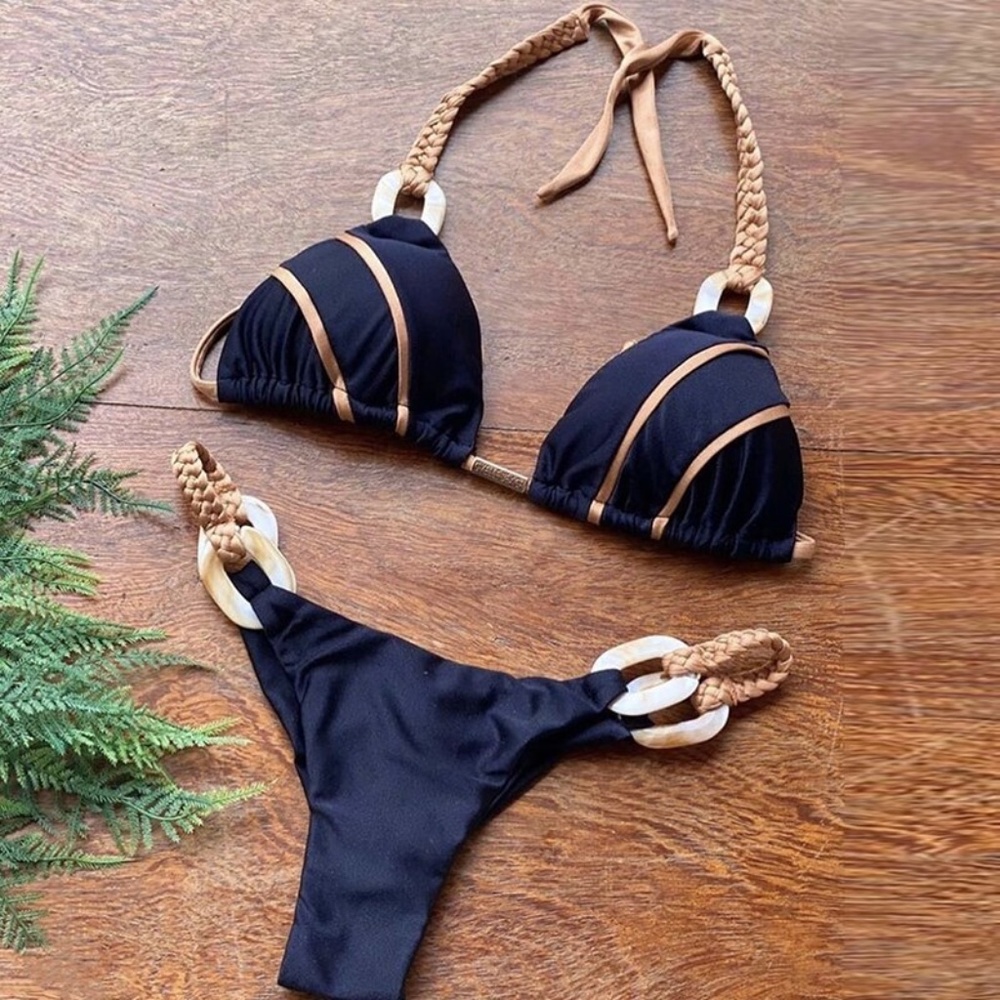 BLUE Braided Ties Bikini Swimsuit - Picture 4 of 14